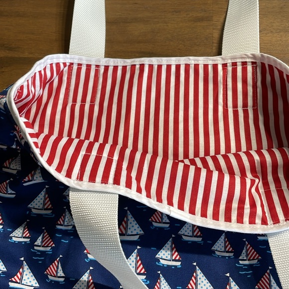 Tote Bag Custom Made Double Lined Fabric bag Sail Boat Theme - Picture 4 of 5